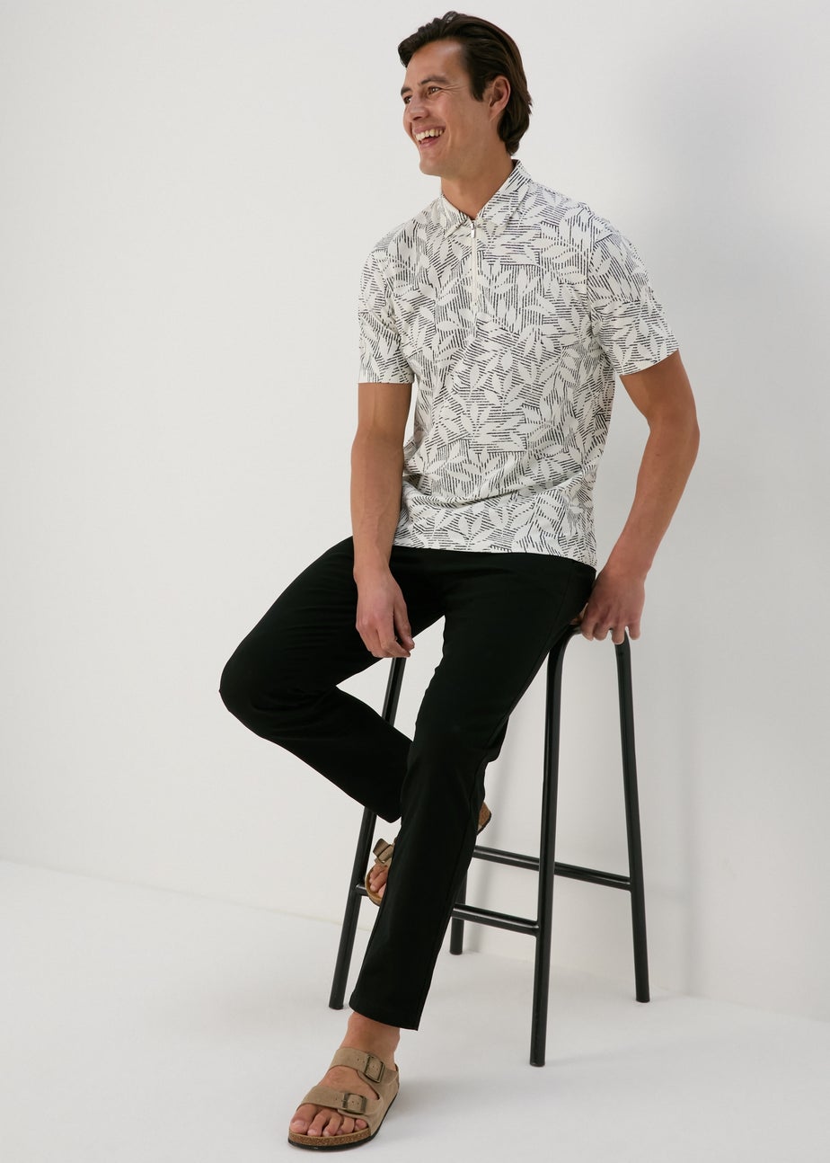 Ecru Leaf Polo Shirt