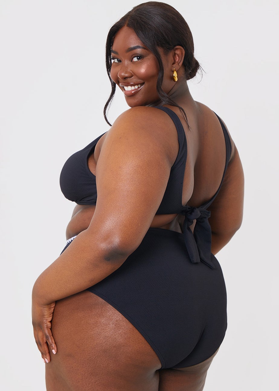 In the Style Jac Jossa Black Trim High Waisted Bkini Bottoms