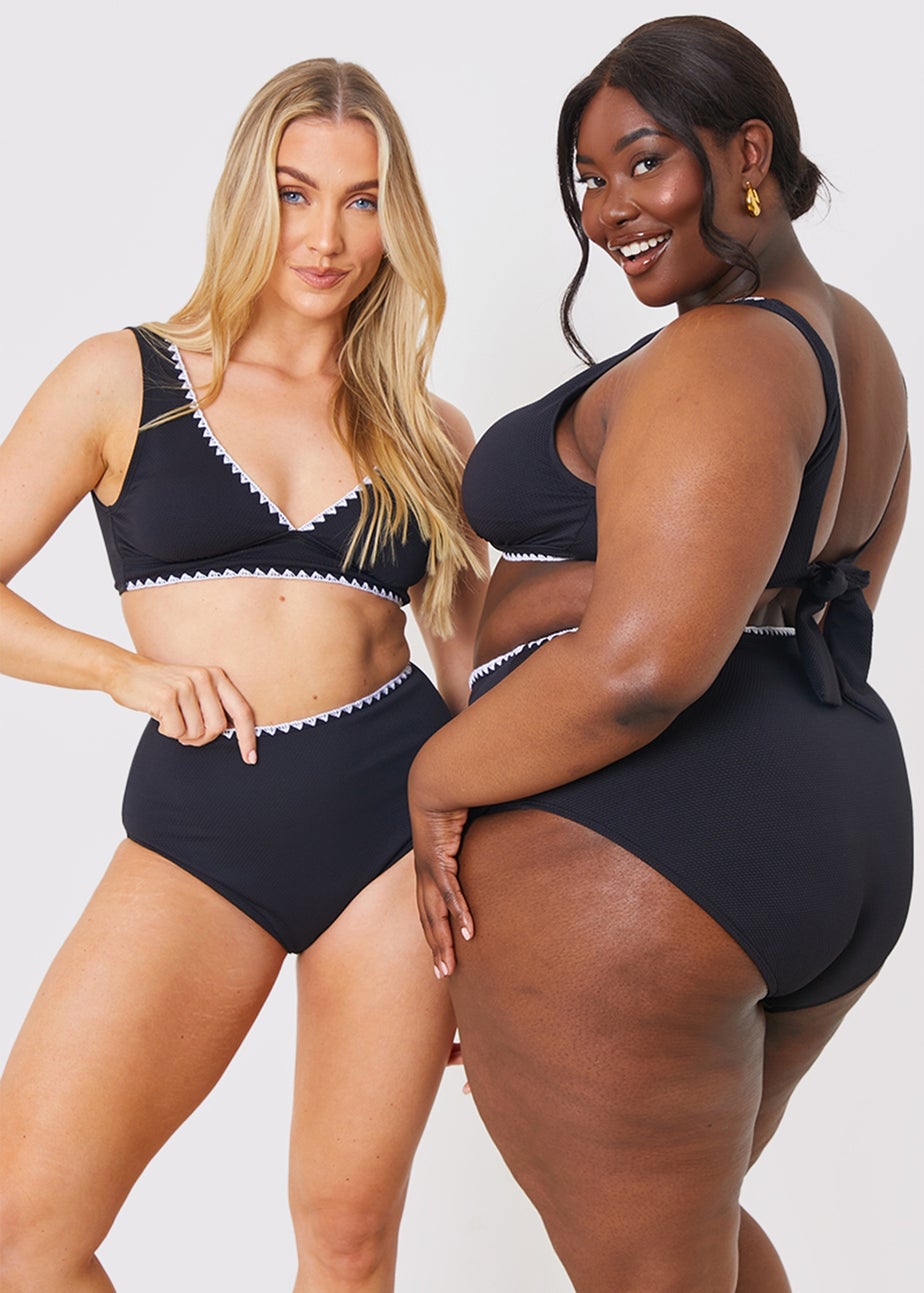 In the Style Jac Jossa Black Trim High Waisted Bkini Bottoms