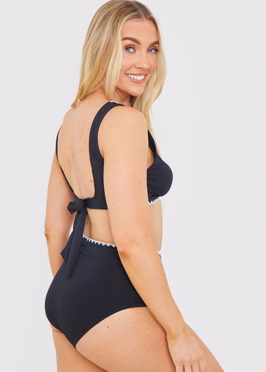 In the Style Jac Jossa Black Trim High Waisted Bkini Bottoms