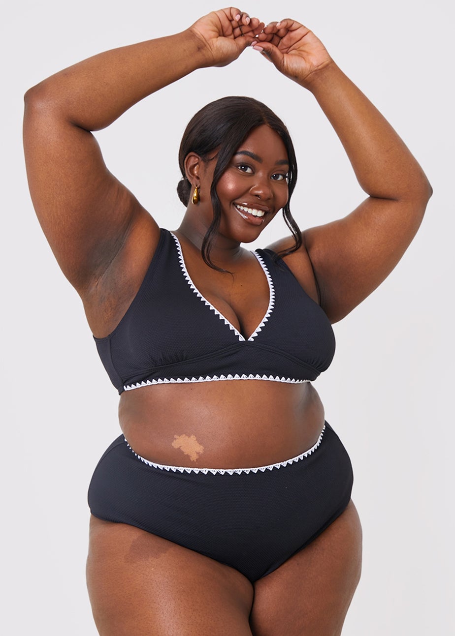 In the Style Jac Jossa Black Trim High Waisted Bkini Bottoms