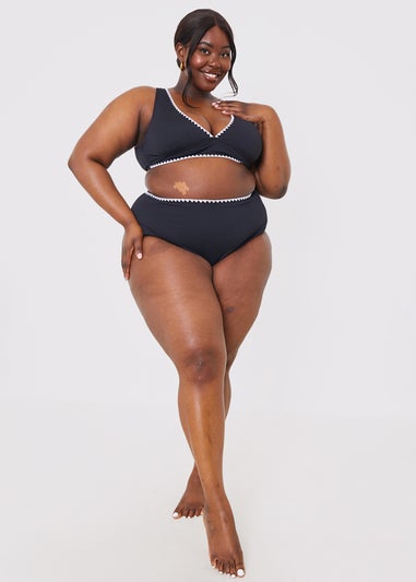 In the Style Jac Jossa Black Trim High Waisted Bkini Bottoms