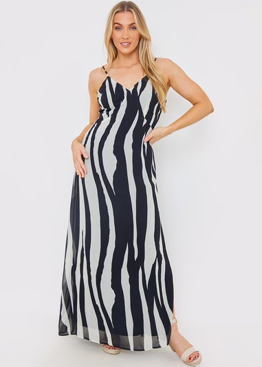 In the Style Jac Jossa Black Print Cut Out Maxi Dress