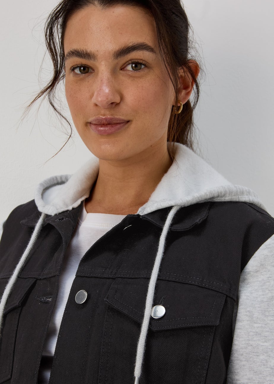 Black Denim Jersey Jacket