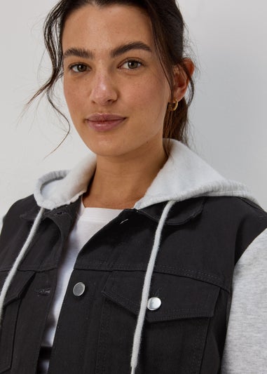 Black Denim Jersey Jacket