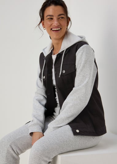 Black Denim Jersey Jacket