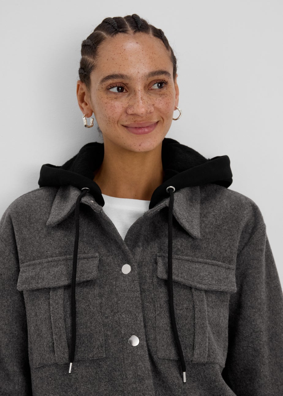 Grey Hooded Utility Jacket