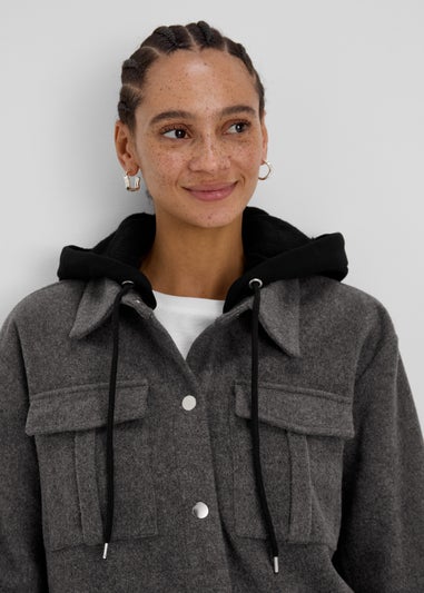 Grey Hooded Utility Jacket