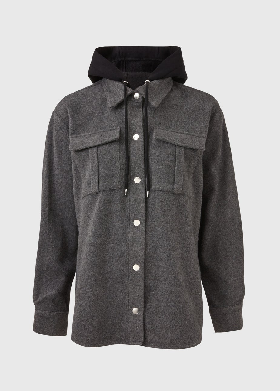 Grey Hooded Utility Jacket