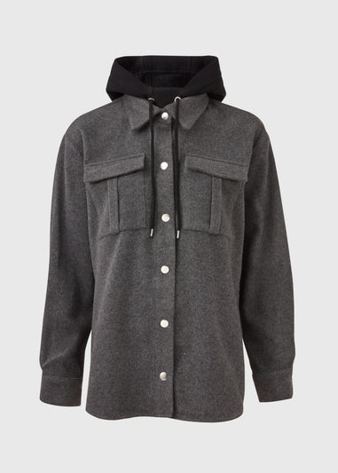 Grey Hooded Utility Jacket