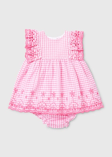Baby Pink Gingham Frill Dress & Knickers Set (Newborn-23mths)