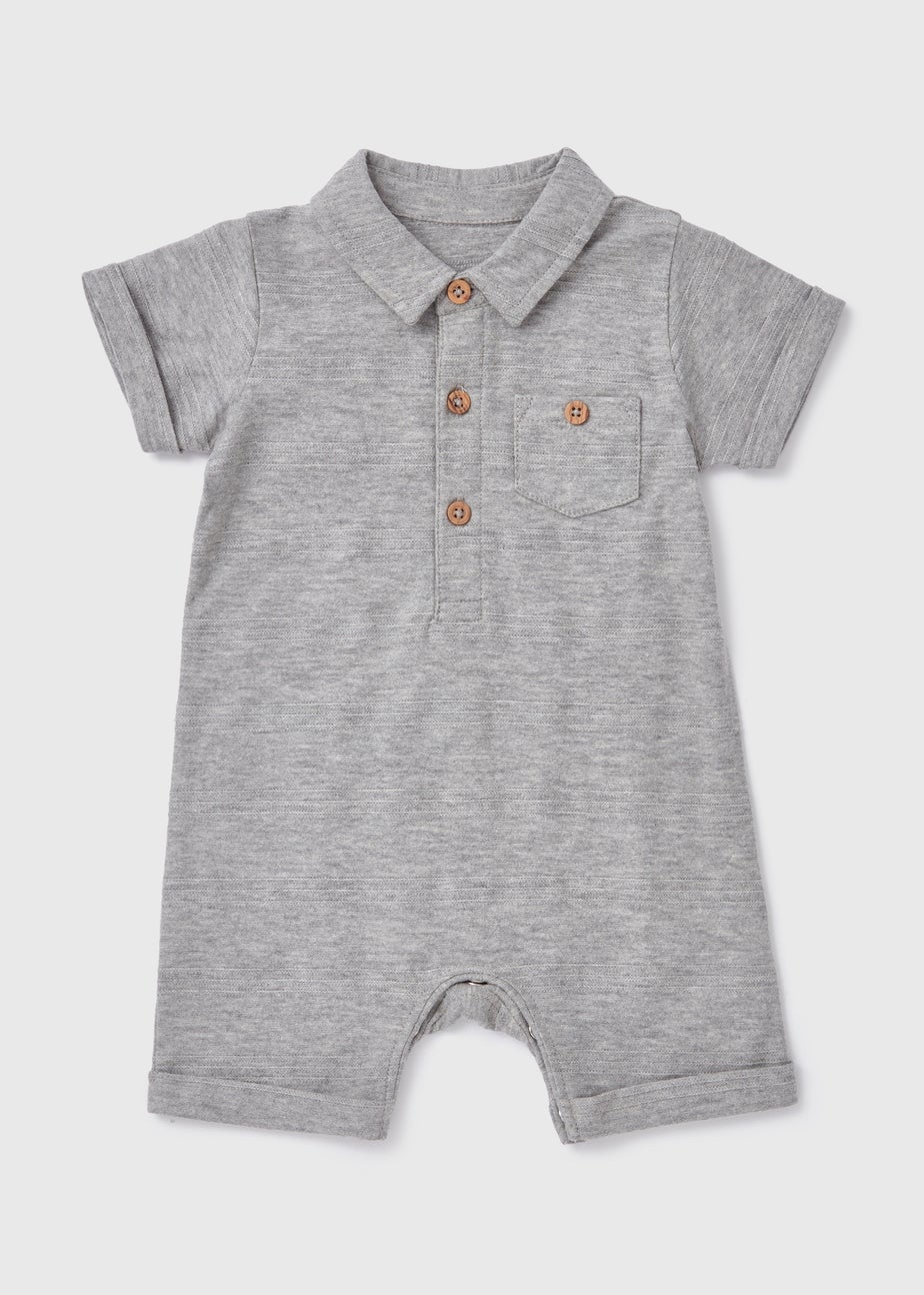 Baby Grey Stripe Romper (Newborn-18mths)