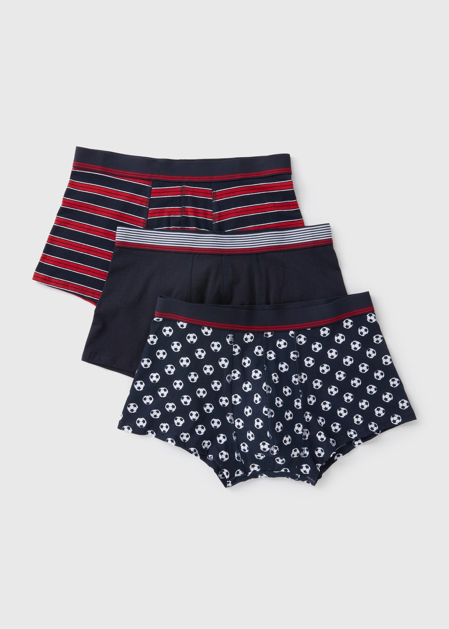 3 Pack Multicolour Football Boxers