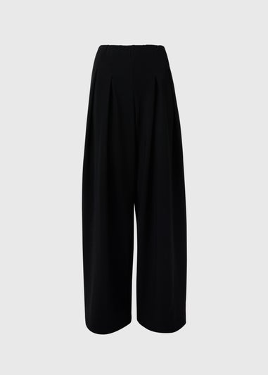 Black Pleat Front Wide Leg Trousers