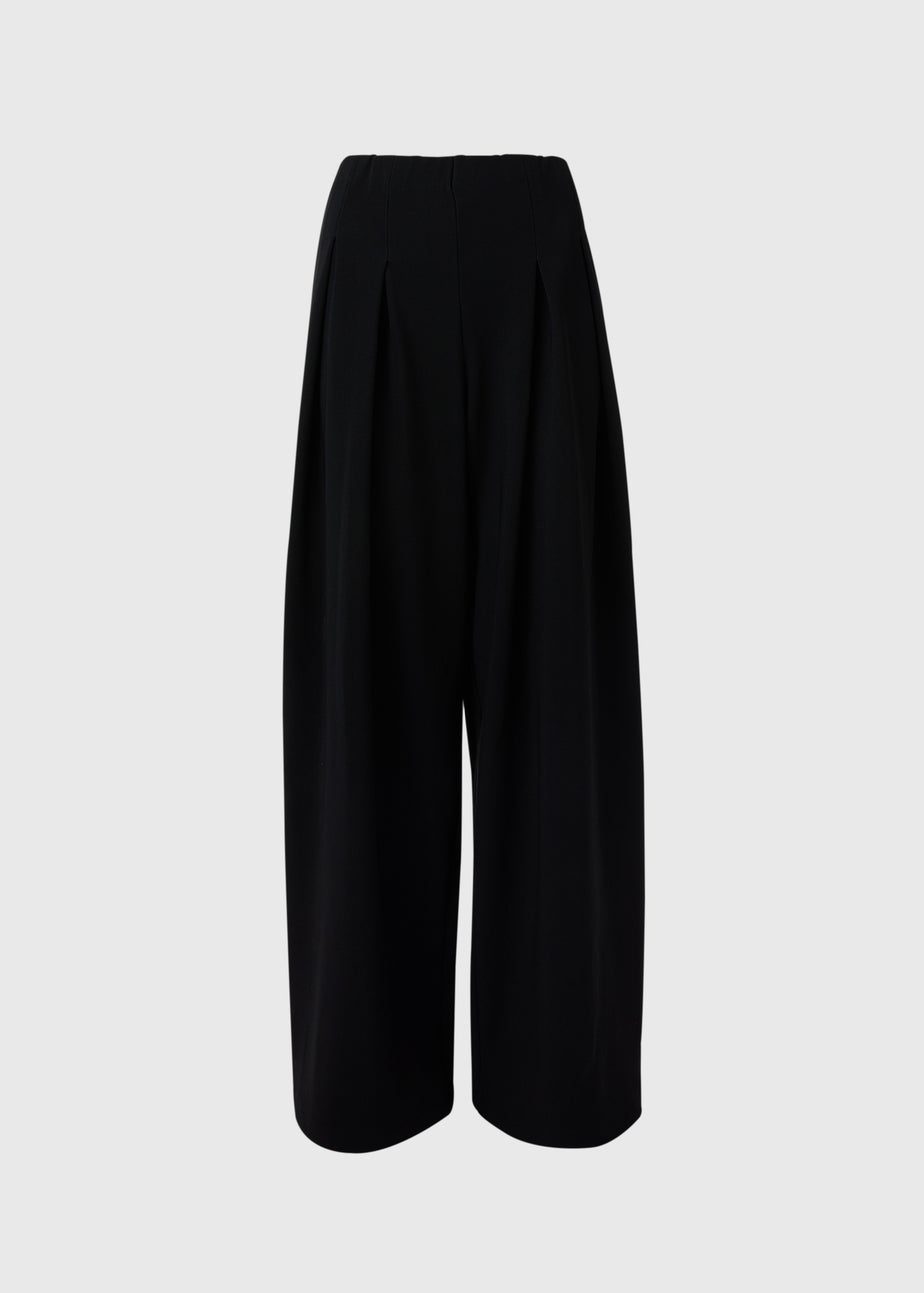 Black Pleat Front Wide Leg Trousers