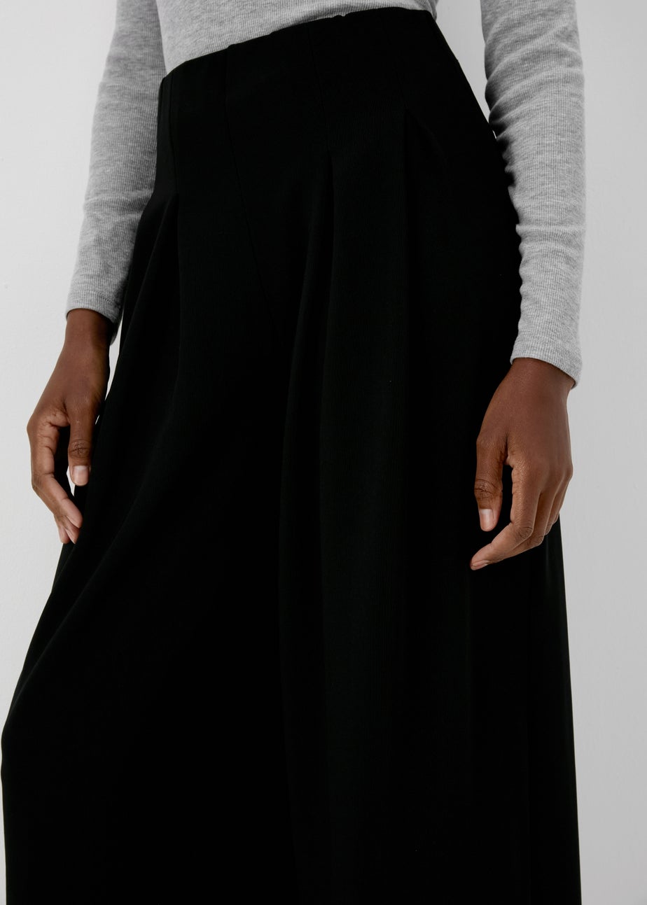Black Pleat Front Wide Leg Trousers