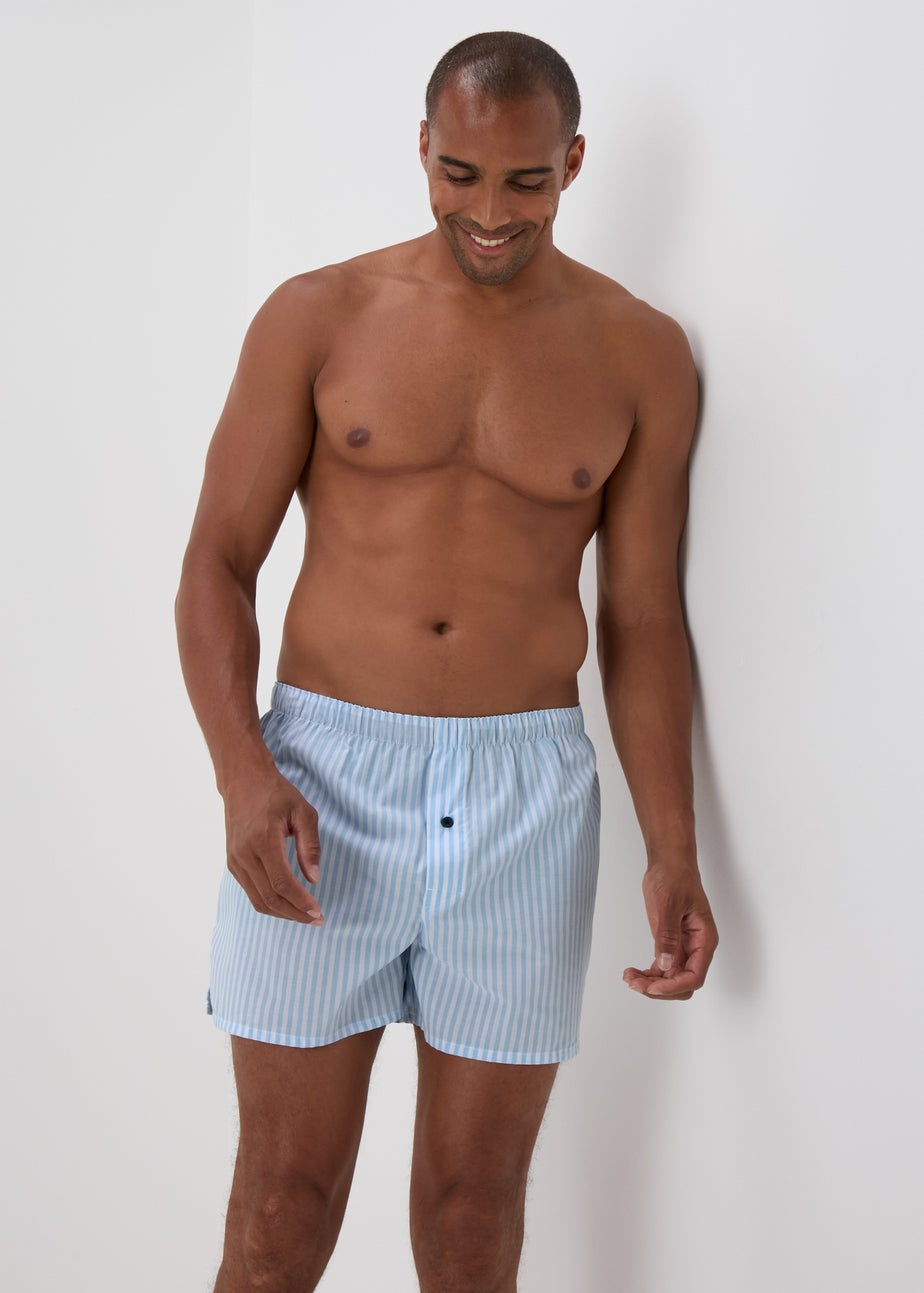 3 Pack Blue Stripe Woven Boxers
