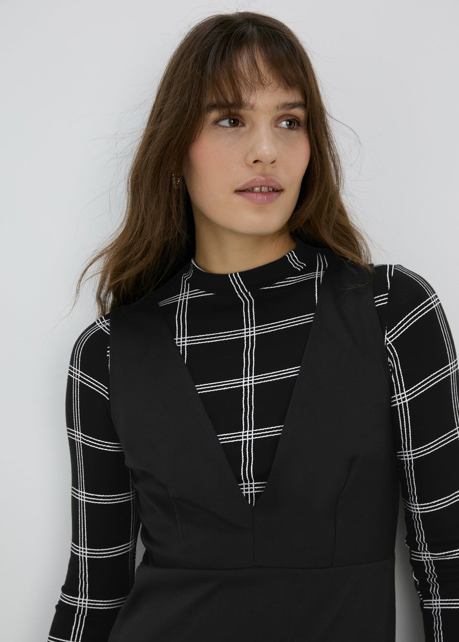 Black Mono Pinafore Dress