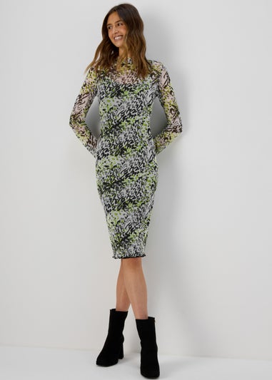 Multicolour Mesh Column Midi Dress