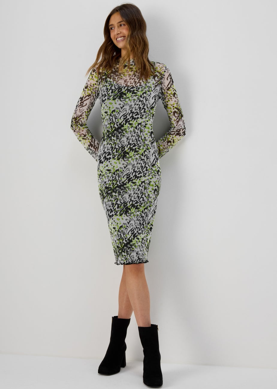 Multicolour Mesh Column Midi Dress