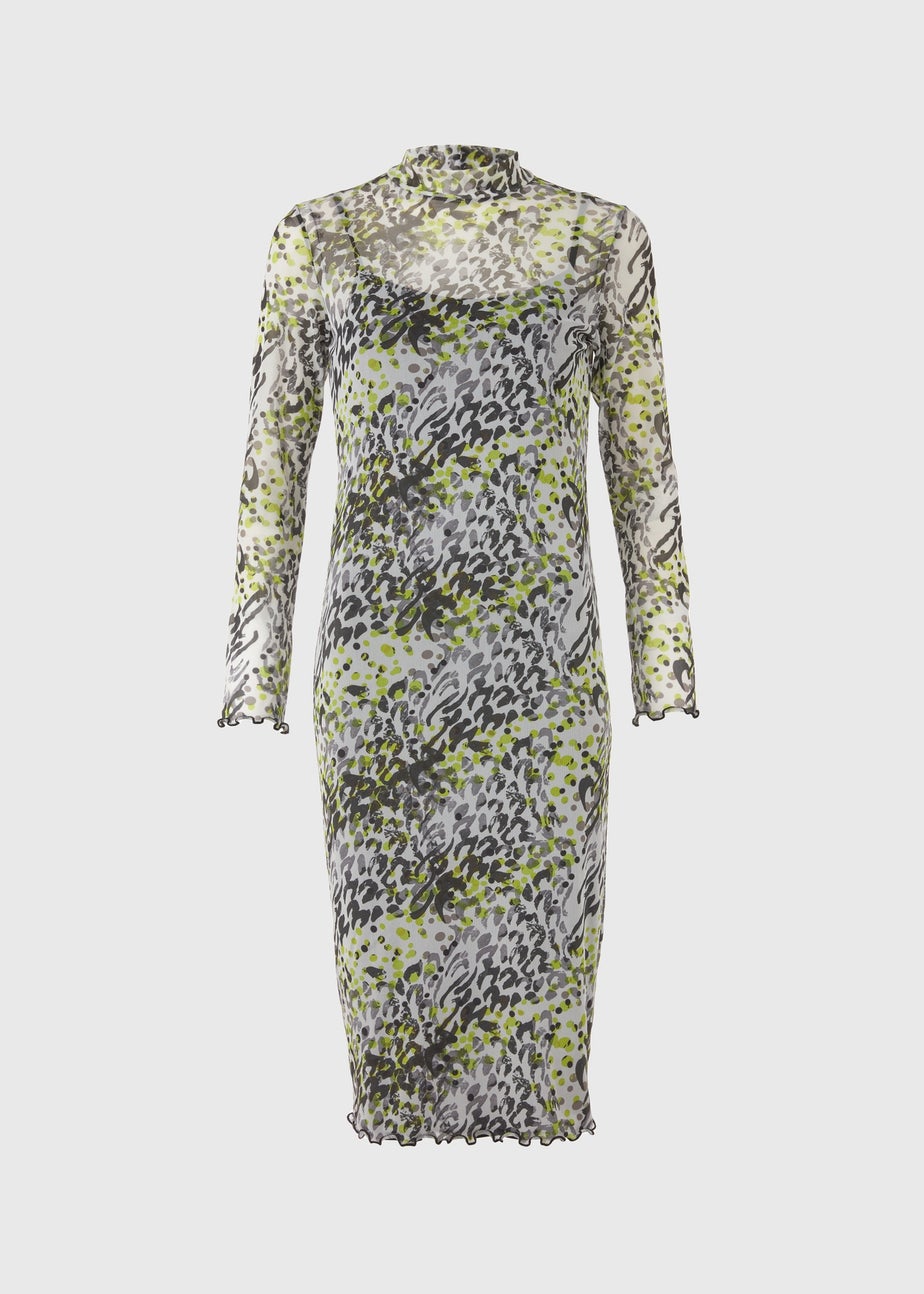 Multicolour Mesh Column Midi Dress