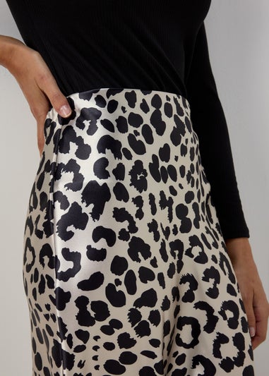 Printed Satin Midi Skirt