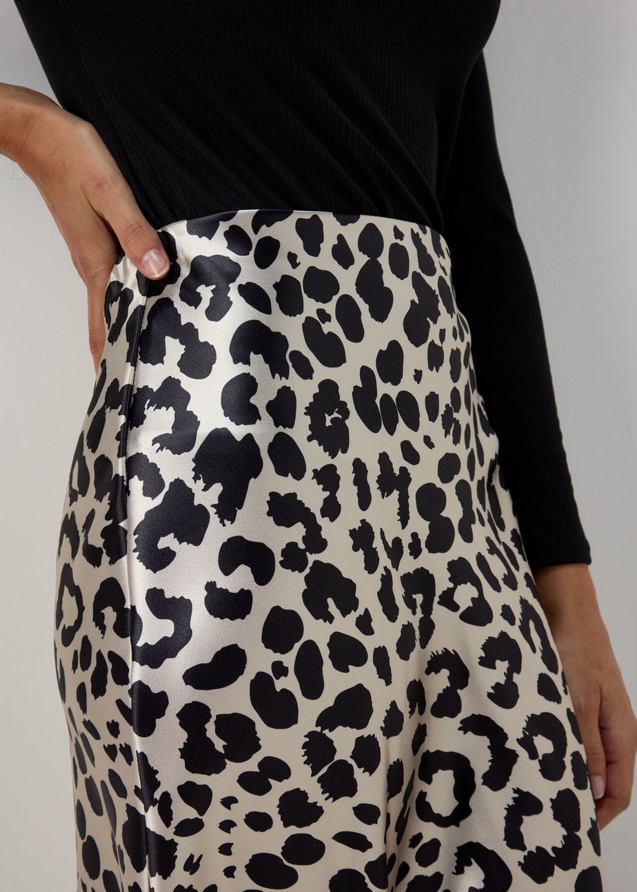 Printed Satin Midi Skirt