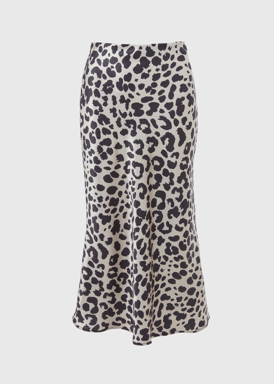 Printed Satin Midi Skirt