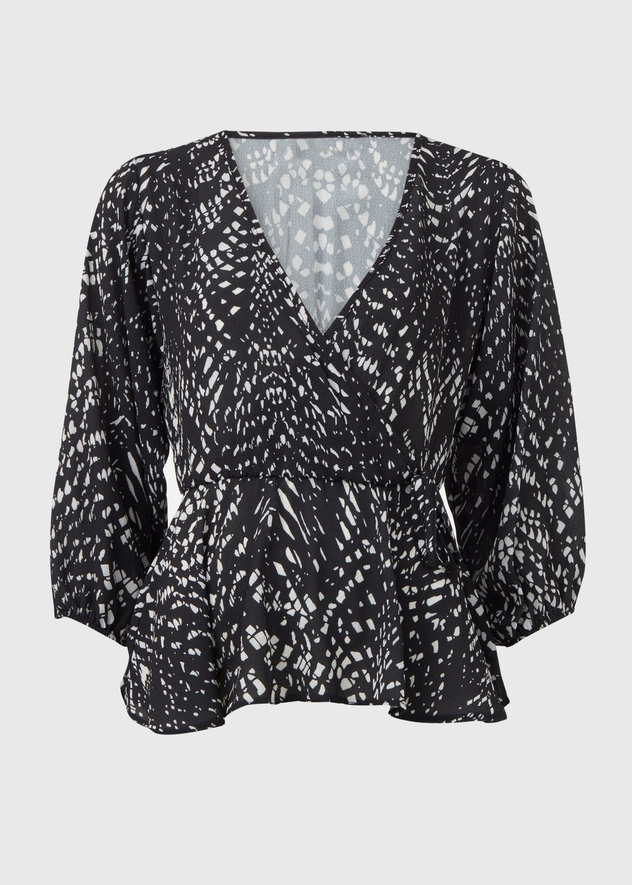 Black Draped Wrap Top