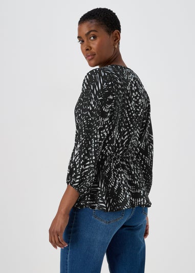 Black Draped Wrap Top