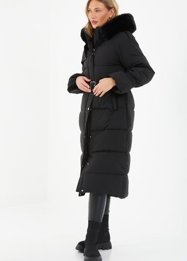 Quiz Black Padded Long Line Jacket