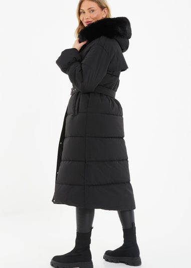 Quiz Black Padded Long Line Jacket