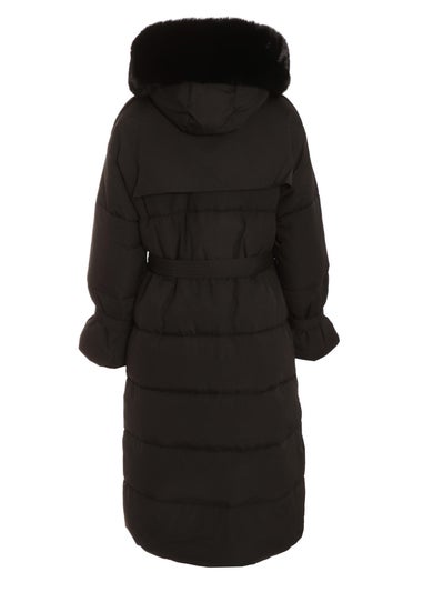 Quiz Black Padded Long Line Jacket