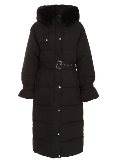 Quiz Black Padded Long Line Jacket
