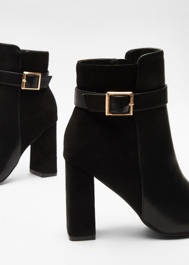 Quiz Black Faux Leather Heeled Ankle Boots