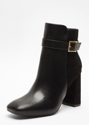 Quiz Black Faux Leather Heeled Ankle Boots