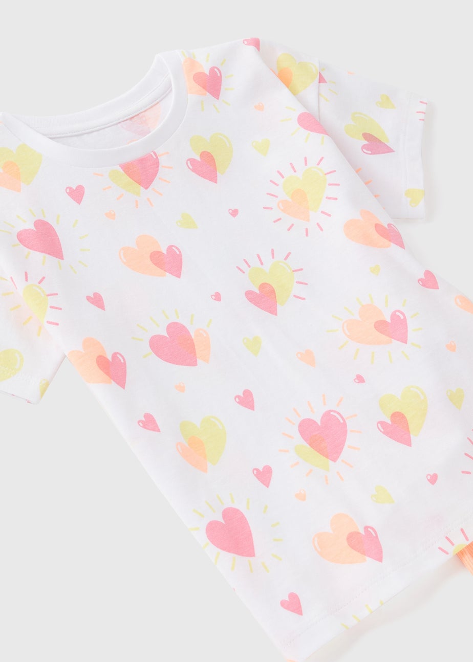 Girls Coral Heart T-Shirt & Shorts Set (1-7yrs)