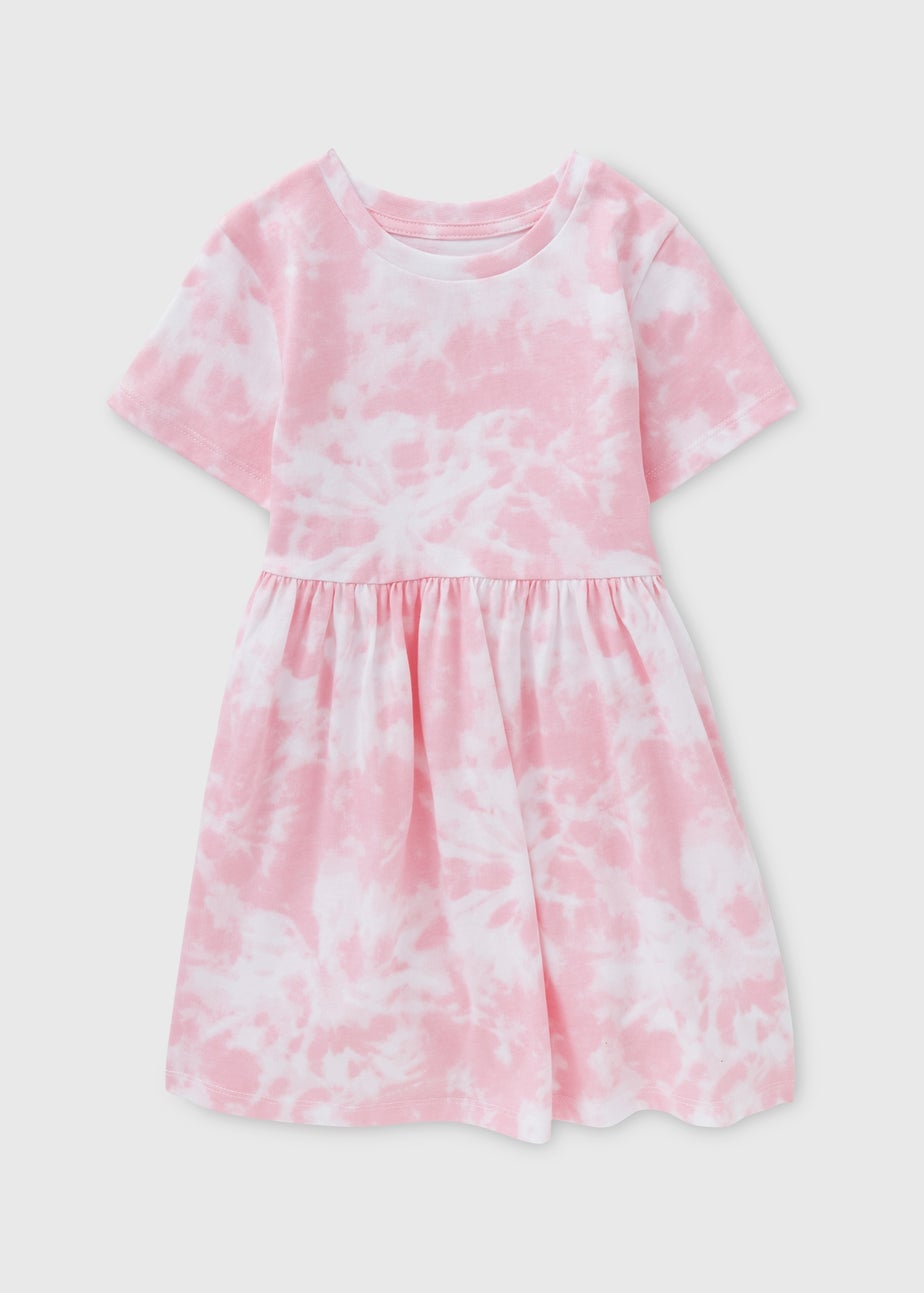 Girls Pink Tie Dye Dress (1-7yrs)