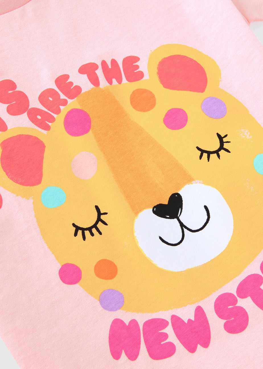 Girls Light Pink Leopard Cycling Shorts Set (1-7yrs)