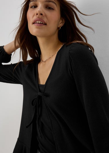 Black Tie Neck Cardigan