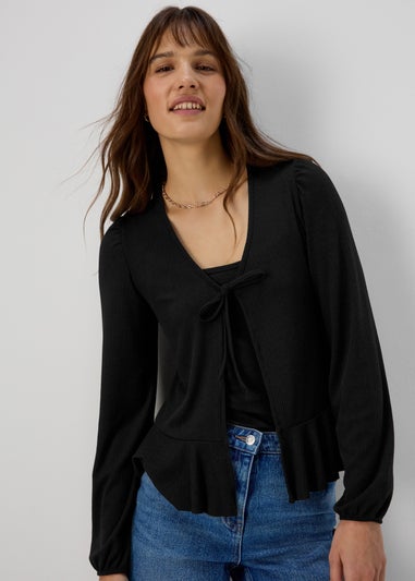 Black Tie Neck Cardigan