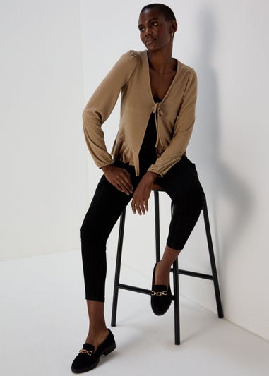 Brown Tie Front Cardigan