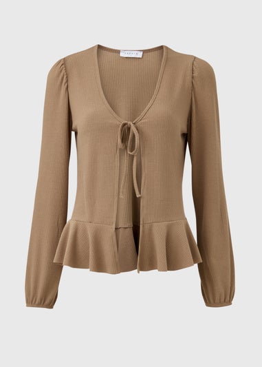 Brown Tie Front Cardigan