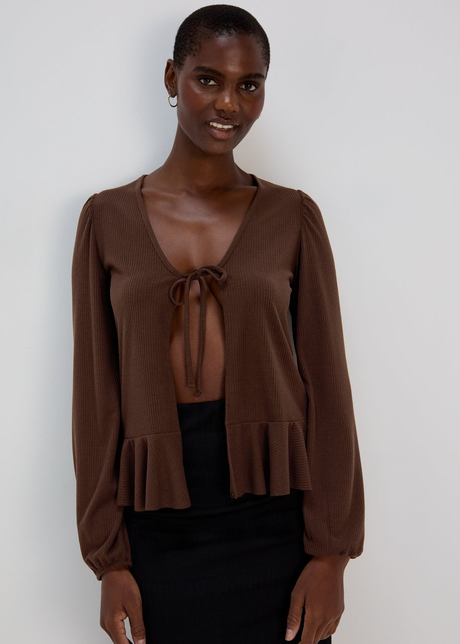 Chocolate Tie Neck Cardigan