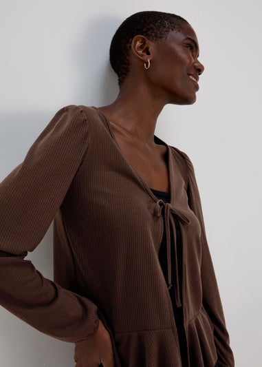 Chocolate Tie Neck Cardigan