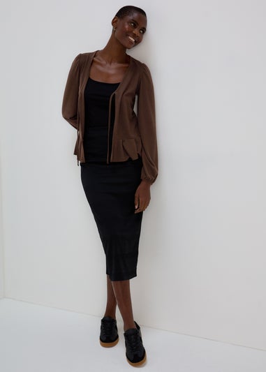 Chocolate Tie Neck Cardigan