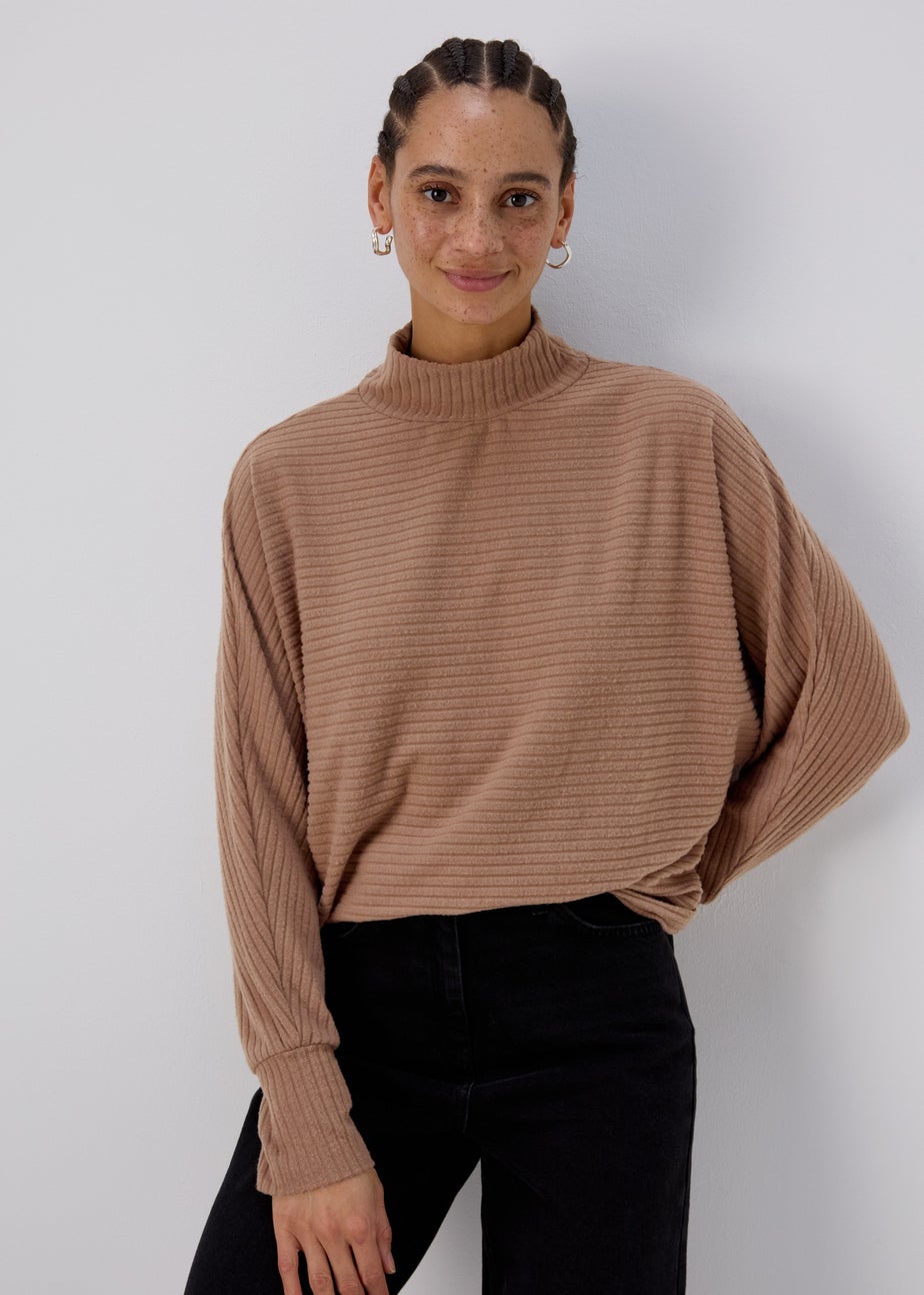 Natural Rib High Neck Top