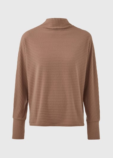 Natural Rib High Neck Top