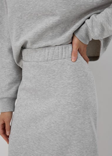 Grey Sweat Midi Skirt With Back Slit