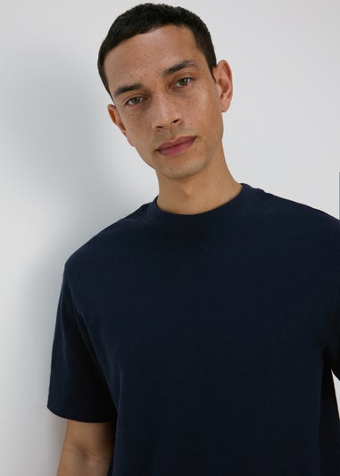 Navy Badge Textured T-Shirt